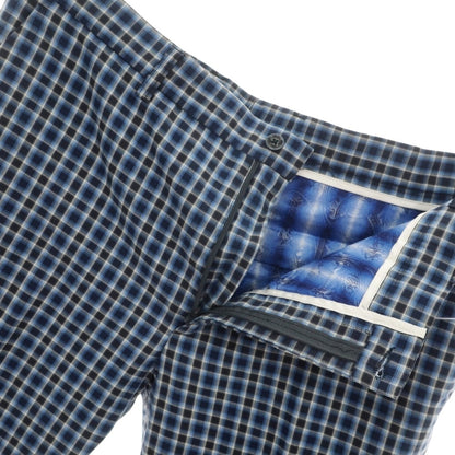 【中古】エトロ ETRO コットン チェック カジュアルスラックスパンツ ネイビー【サイズ52】【 状態ランクB 】【 メンズ 】