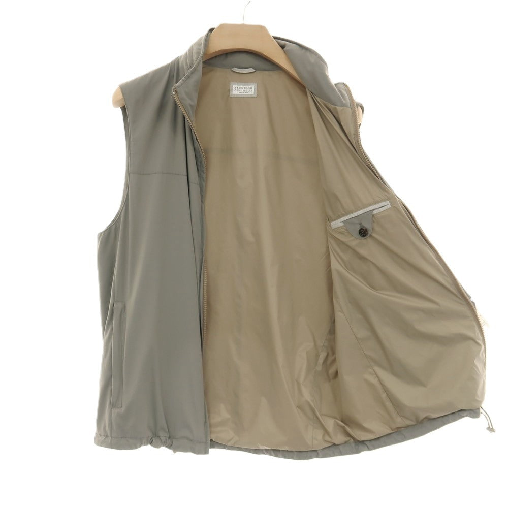 【中古】ブルネロクチネリ Brunello Cucinelli ナイロン スタンドカラー ダブルジップ ベスト ブルゾン グレー【サイズ50】【 状態ランクB 】【 メンズ 】