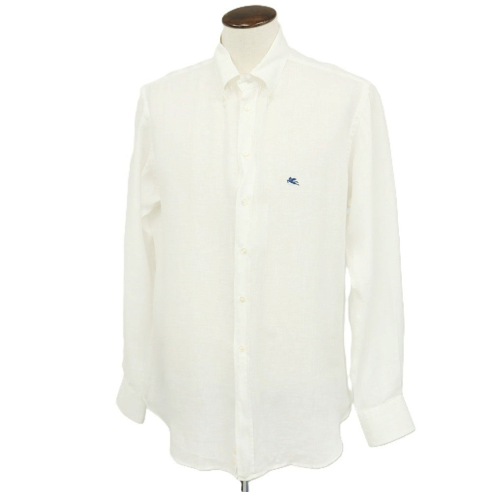 【中古】エトロ ETRO リネン ボタンダウン カジュアルシャツ ホワイト【サイズXL】【 状態ランクC 】【 メンズ 】