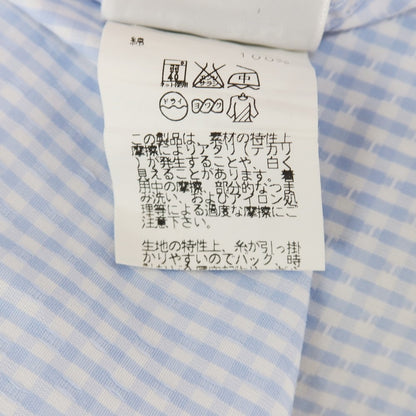 【中古】エルメス HERMES コットン チェック レギュラー カジュアルシャツ ライトブルーxホワイト【サイズ43】【 状態ランクC 】【 メンズ 】
