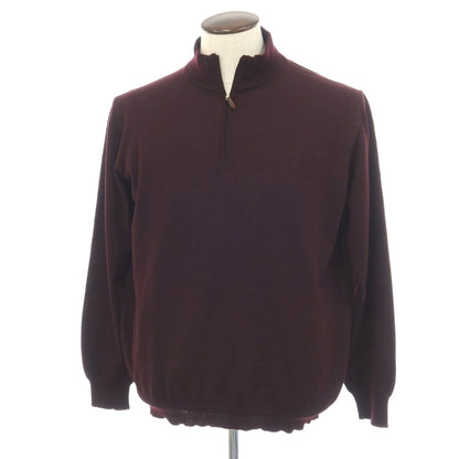【中古】コルネリアーニ CORNELIANI ウール ハーフジップ スタンドカラー プルオーバーニット ダークバーガンディパープル【サイズ52】【 状態ランクB 】【 メンズ 】