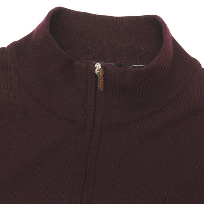 【中古】コルネリアーニ CORNELIANI ウール ハーフジップ スタンドカラー プルオーバーニット ダークバーガンディパープル【サイズ52】【 状態ランクB 】【 メンズ 】