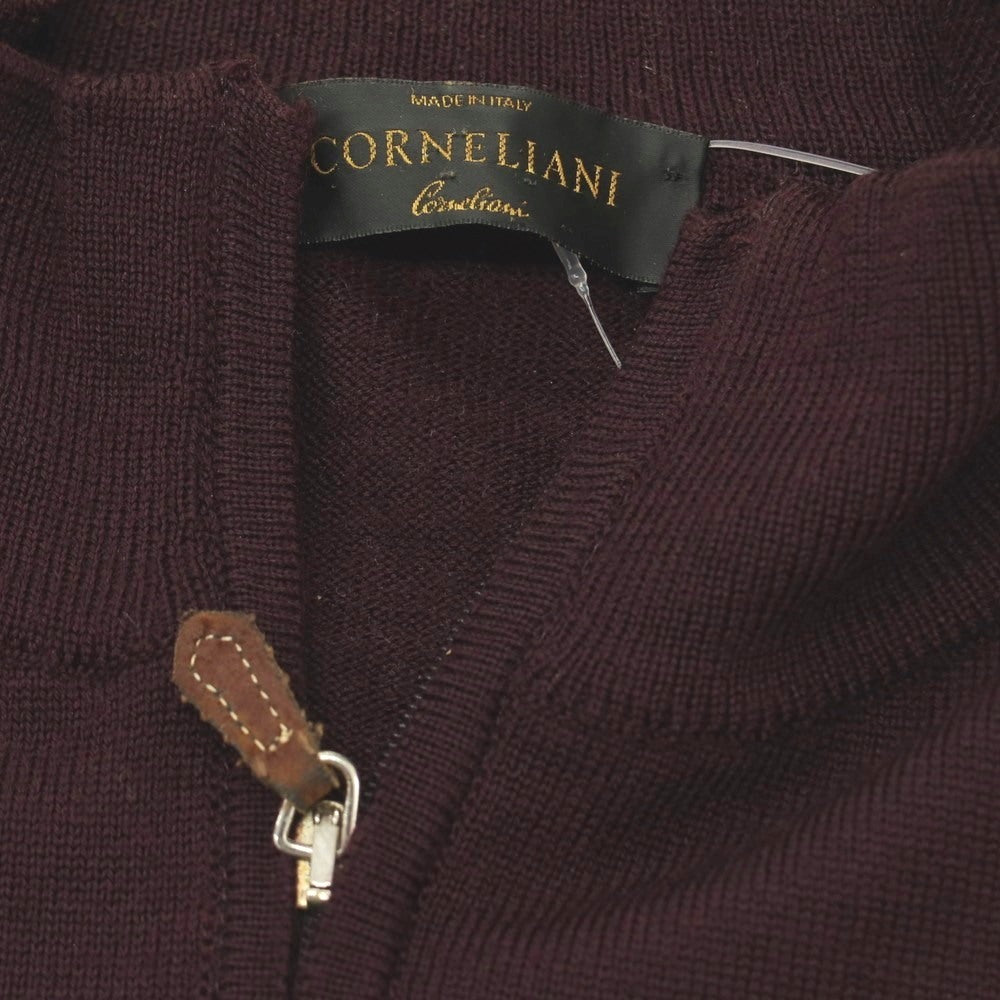【中古】コルネリアーニ CORNELIANI ウール ハーフジップ スタンドカラー プルオーバーニット ダークバーガンディパープル【サイズ52】【 状態ランクB 】【 メンズ 】