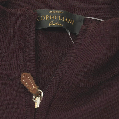 【中古】コルネリアーニ CORNELIANI ウール ハーフジップ スタンドカラー プルオーバーニット ダークバーガンディパープル【サイズ52】【 状態ランクB 】【 メンズ 】