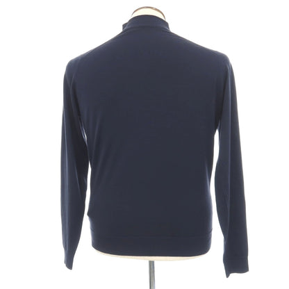 【中古】ジョンスメドレー JOHN SMEDLEY ハイゲージ ウール モックネック プルオーバーニット ネイビー【サイズL】【 状態ランクC 】【 メンズ 】