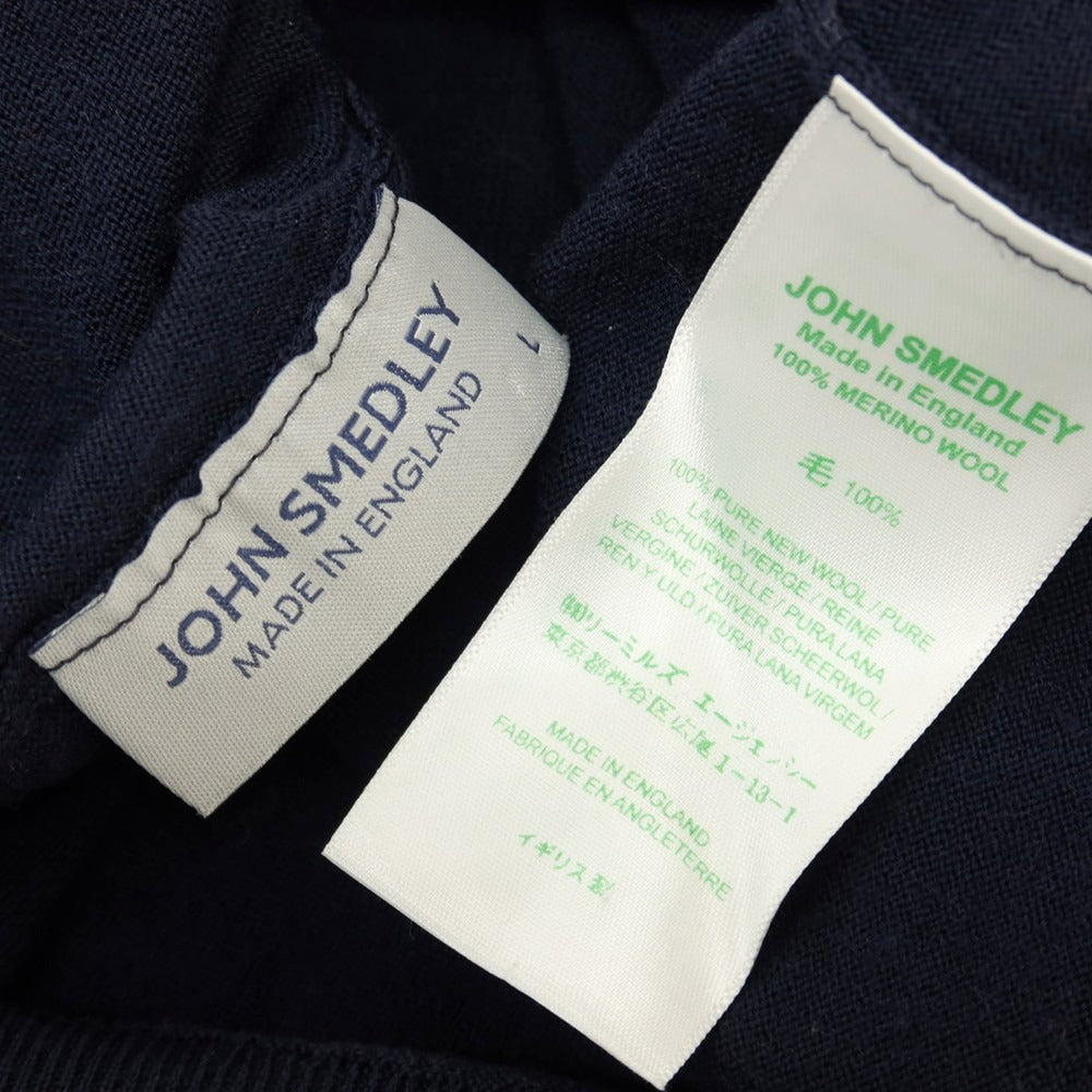 【中古】ジョンスメドレー JOHN SMEDLEY ハイゲージ ウール モックネック プルオーバーニット ネイビー【サイズL】【 状態ランクC 】【 メンズ 】