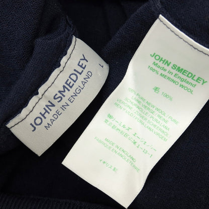 【中古】ジョンスメドレー JOHN SMEDLEY ハイゲージ ウール モックネック プルオーバーニット ネイビー【サイズL】【 状態ランクC 】【 メンズ 】