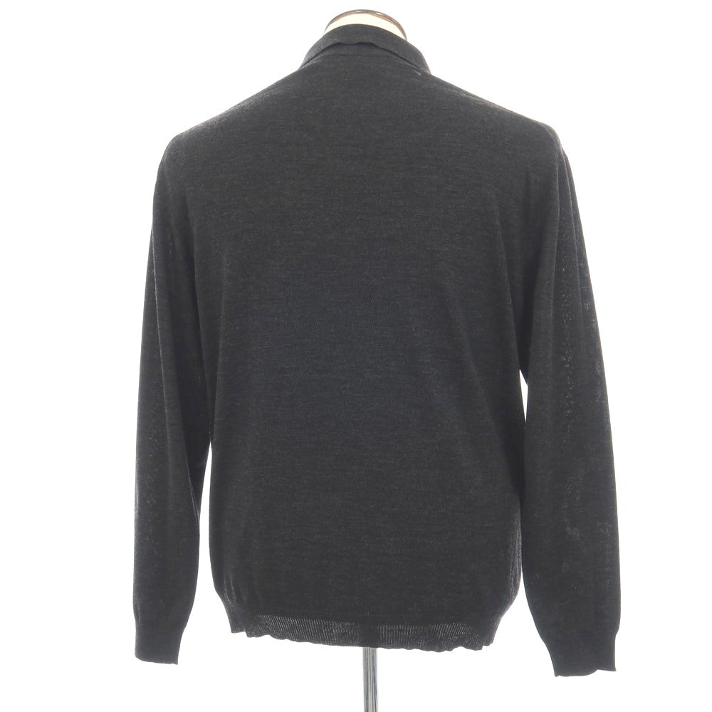 【中古】サルヴァトーレフェラガモ Salvatore Ferragamo ウール ハーフジップ 長袖 ポロニット チャコール【サイズXL】【 状態ランクB 】【 メンズ 】