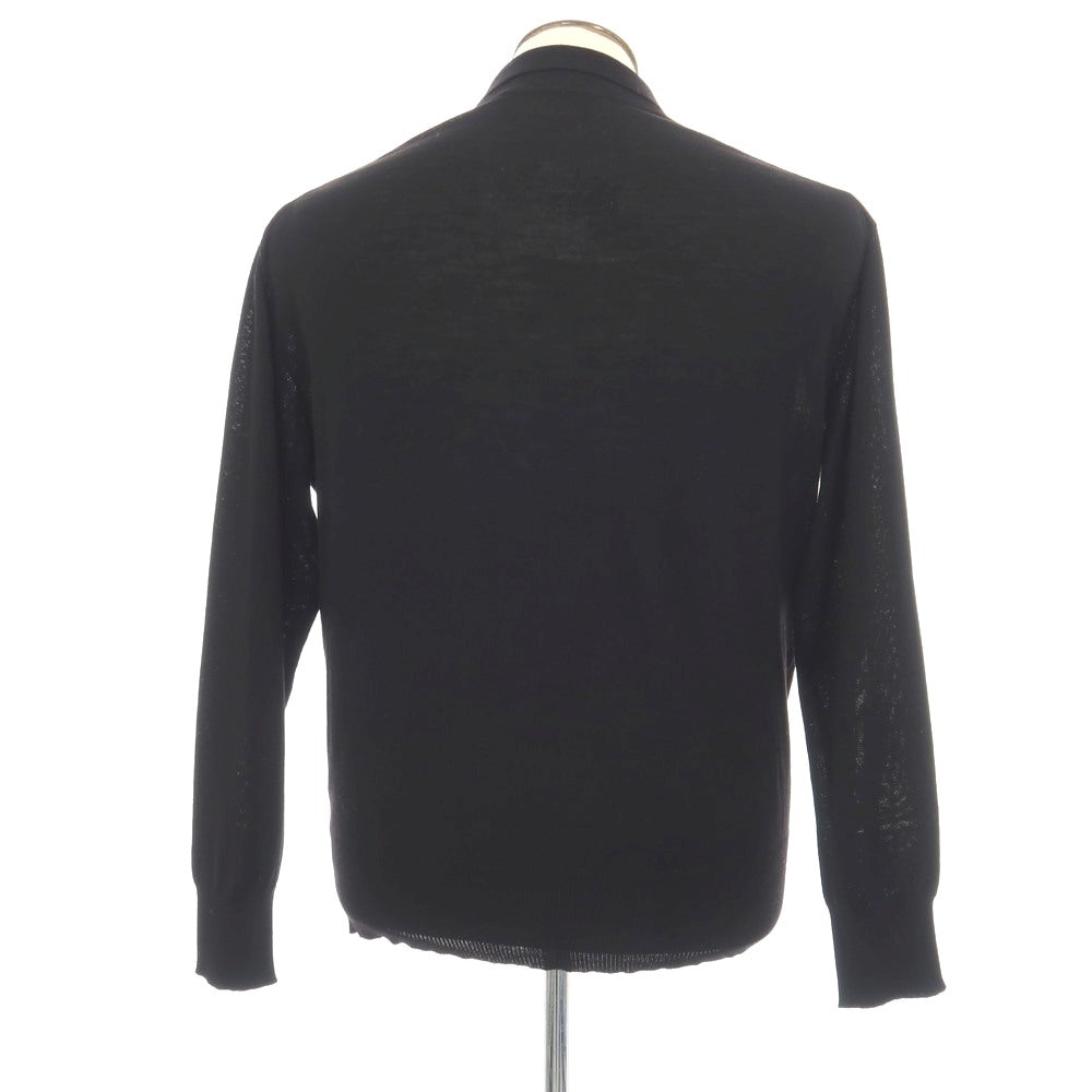 【中古】サルヴァトーレフェラガモ Salvatore Ferragamo ウール ハーフジップ 長袖 ポロニット ブラック【サイズXL】【 状態ランクD 】【 メンズ 】