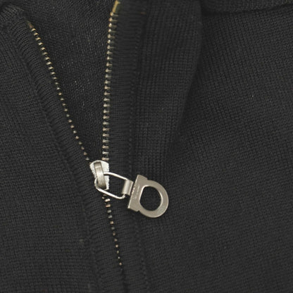 【中古】サルヴァトーレフェラガモ Salvatore Ferragamo ウール ハーフジップ 長袖 ポロニット ブラック【サイズXL】【 状態ランクD 】【 メンズ 】