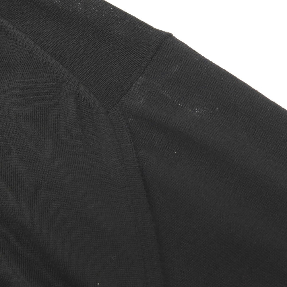 【中古】サルヴァトーレフェラガモ Salvatore Ferragamo ウール ハーフジップ 長袖 ポロニット ブラック【サイズXL】【 状態ランクD 】【 メンズ 】