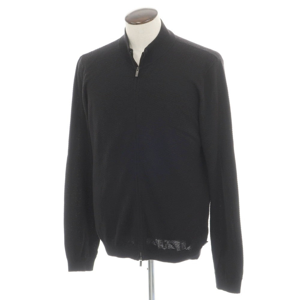 【中古】アルマーニ コレッツォーニ ARMANI COLLEZIONI コットン ダブルジップアップ カーディガン ブラック【サイズ54】【 状態ランクC 】【 メンズ 】
