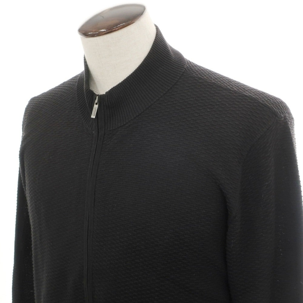 【中古】アルマーニ コレッツォーニ ARMANI COLLEZIONI コットン ダブルジップアップ カーディガン ブラック【サイズ54】【 状態ランクC 】【 メンズ 】