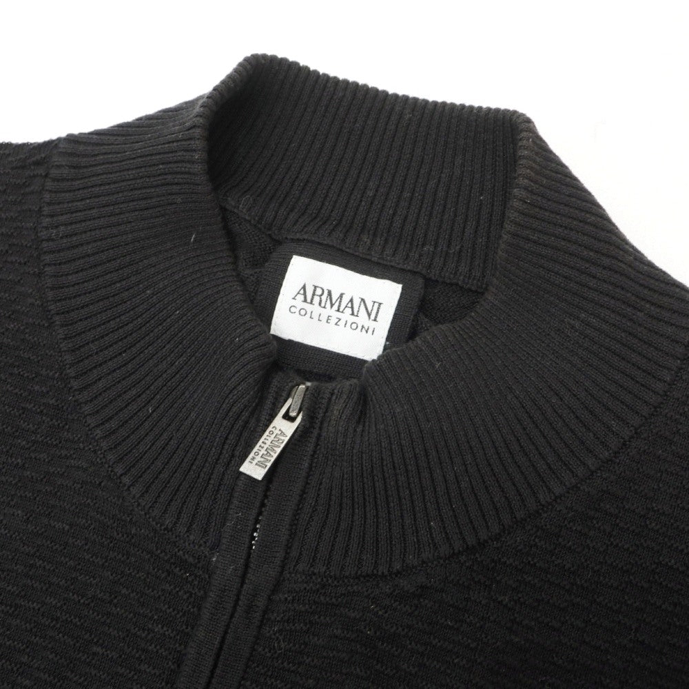 【中古】アルマーニ コレッツォーニ ARMANI COLLEZIONI コットン ダブルジップアップ カーディガン ブラック【サイズ54】【 状態ランクC 】【 メンズ 】