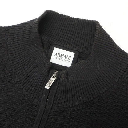 【中古】アルマーニ コレッツォーニ ARMANI COLLEZIONI コットン ダブルジップアップ カーディガン ブラック【サイズ54】【 状態ランクC 】【 メンズ 】