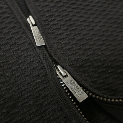 【中古】アルマーニ コレッツォーニ ARMANI COLLEZIONI コットン ダブルジップアップ カーディガン ブラック【サイズ54】【 状態ランクC 】【 メンズ 】
