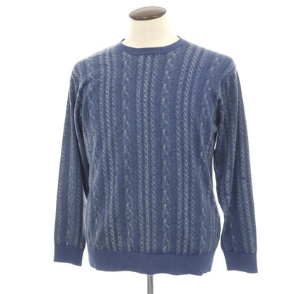 【中古】カルネヴァーレ 1951 CARNEVALE 1951 LUXURY ウール混 ケーブル編み柄プリント プルオーバーニット ネイビーブルー【サイズ表記なし（L位）】【 状態ランクB 】【 メンズ 】