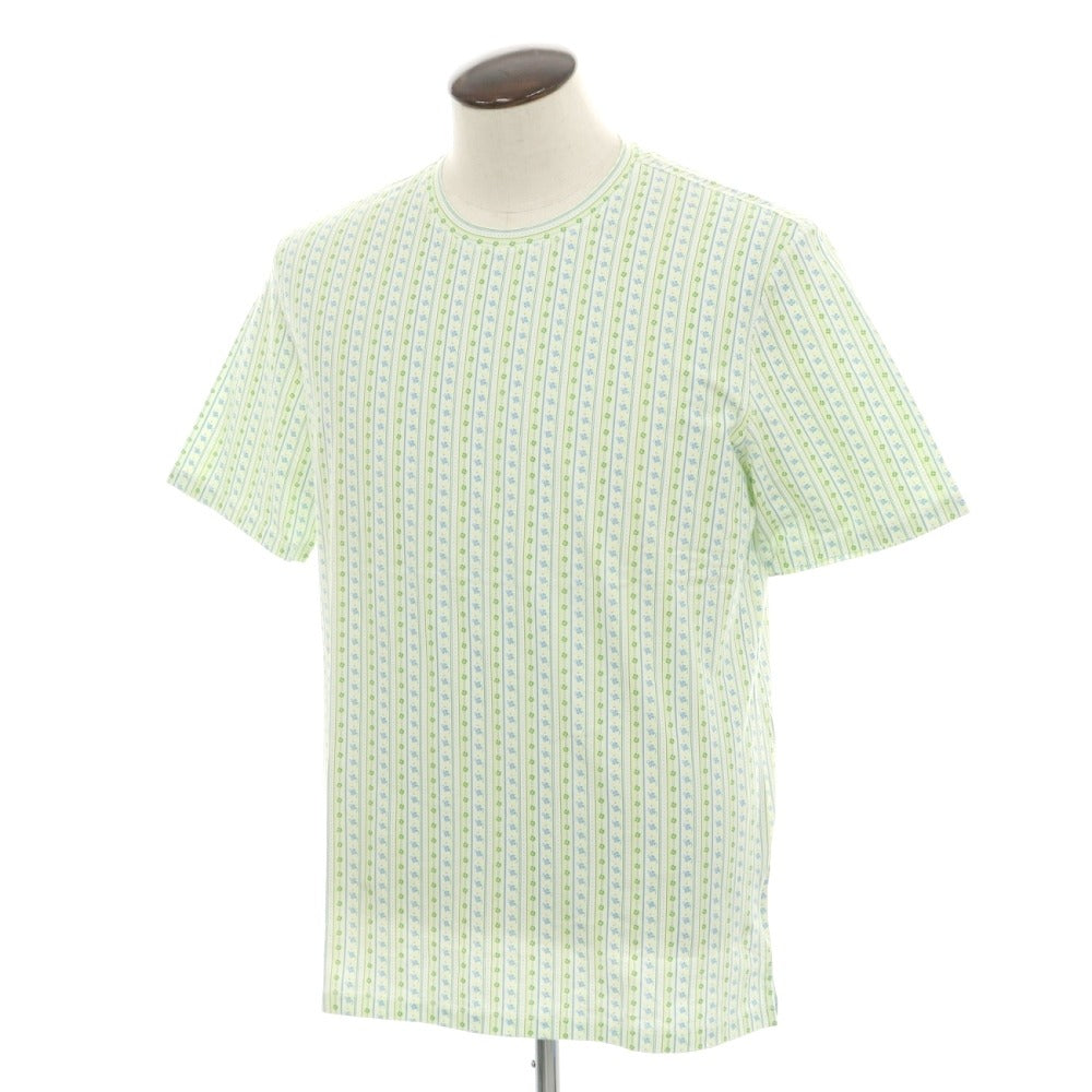 【中古】マーロ Malo ストレッチコットン クルーネック クローバー プリント 半袖Ｔシャツ グリーン系【サイズ54】【 状態ランクA 】【 メンズ 】