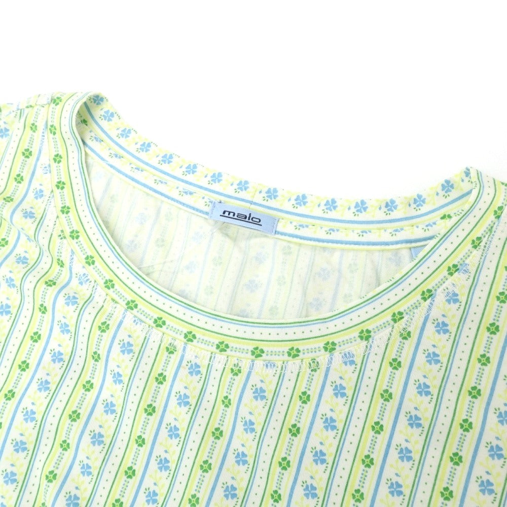 【中古】マーロ Malo ストレッチコットン クルーネック クローバー プリント 半袖Ｔシャツ グリーン系【サイズ54】【 状態ランクA 】【 メンズ 】