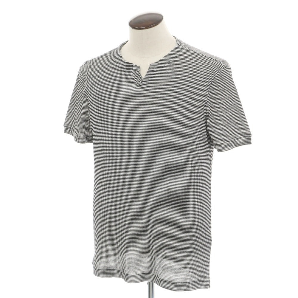 【中古】ジョルジオアルマーニ GIORGIO ARMANI ストレッチ レーヨンナイロン キーネック 半袖Ｔシャツ ダークネイビーxホワイト【サイズ54】【 状態ランクB 】【 メンズ 】