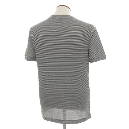 【中古】ジョルジオアルマーニ GIORGIO ARMANI ストレッチ レーヨンナイロン キーネック 半袖Ｔシャツ ダークネイビーxホワイト【サイズ54】【 状態ランクB 】【 メンズ 】