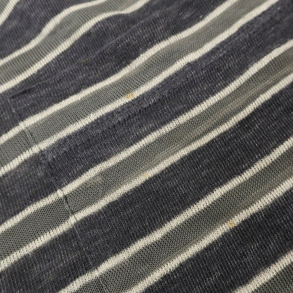 【中古】ジョルジオアルマーニ GIORGIO ARMANI リネンレーヨン クルーネック ボーダー 長袖Ｔシャツ ダークグレーxグレー【サイズ54】【 状態ランクC 】【 メンズ 】