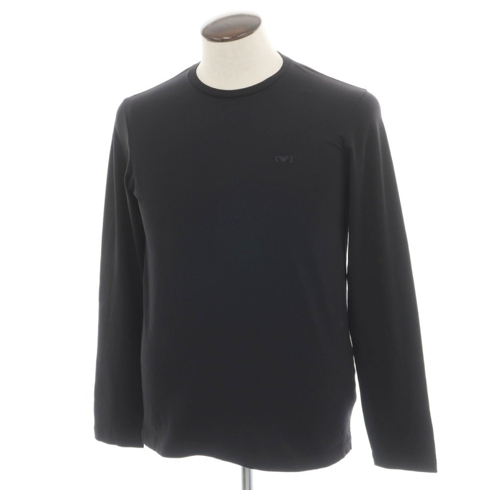 【中古】アルマーニ ジーンズ ARMANI JEANS ストレッチ コットン クルーネック 長袖Ｔシャツ ブラック【サイズXXL】【 状態ランクB 】【 メンズ 】