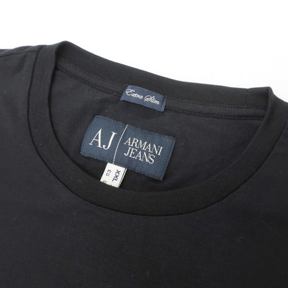 【中古】アルマーニ ジーンズ ARMANI JEANS ストレッチ コットン クルーネック 長袖Ｔシャツ ブラック【サイズXXL】【 状態ランクB 】【 メンズ 】