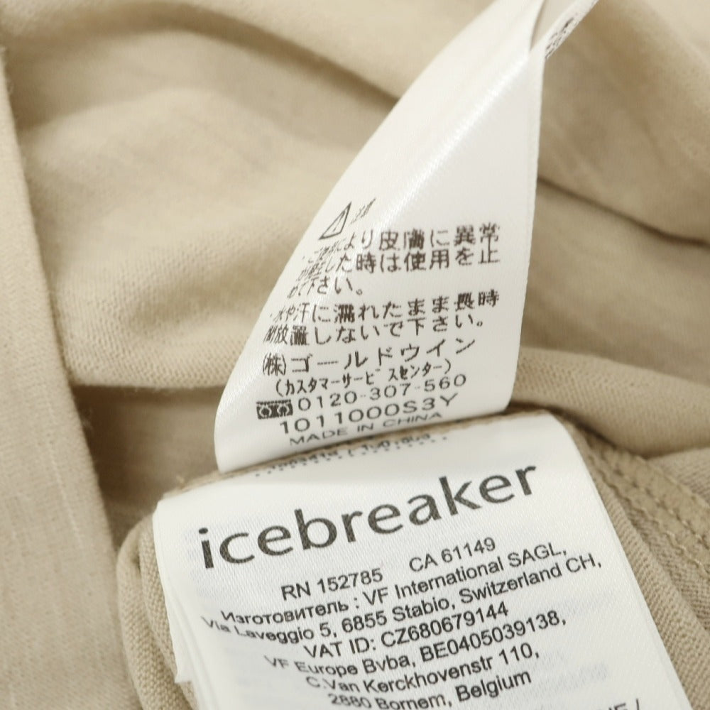 【中古】【未使用】アイスブレーカー icebreaker メリノウールナイロン クルーネック 半袖ポケットTシャツ ベージュ【サイズS】【 状態ランクS 】【 メンズ 】