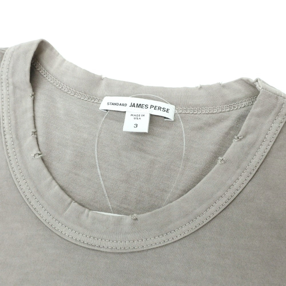 【中古】ジェームスパース JAMES PERSE ダメージ加工 コットン クルーネック 半袖ポケットTシャツ ストーン【サイズ3】【 状態ランクB 】【 メンズ 】