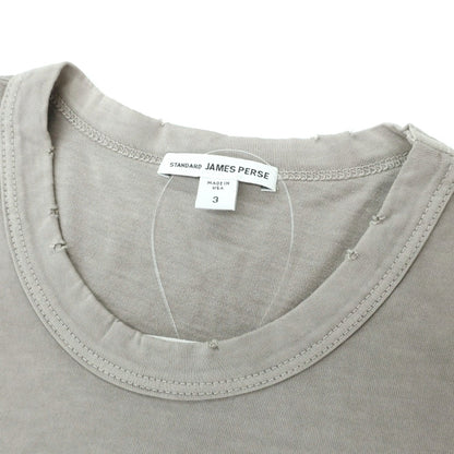 【中古】ジェームスパース JAMES PERSE ダメージ加工 コットン クルーネック 半袖ポケットTシャツ ストーン【サイズ3】【 状態ランクB 】【 メンズ 】