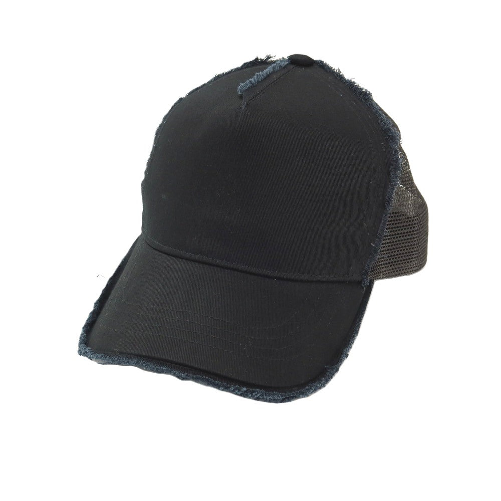 【中古】カンビオ CAMBIO ダメージ加工 メッシュキャップ 帽子 ブラックネイビー【サイズFREE】【 状態ランクB 】【 メンズ 】