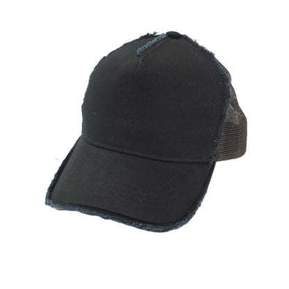 【中古】カンビオ CAMBIO ダメージ加工 メッシュキャップ 帽子 ブラックネイビー【サイズFREE】【 状態ランクB 】【 メンズ 】