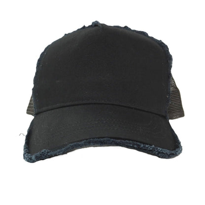 【中古】カンビオ CAMBIO ダメージ加工 メッシュキャップ 帽子 ブラックネイビー【サイズFREE】【 状態ランクB 】【 メンズ 】