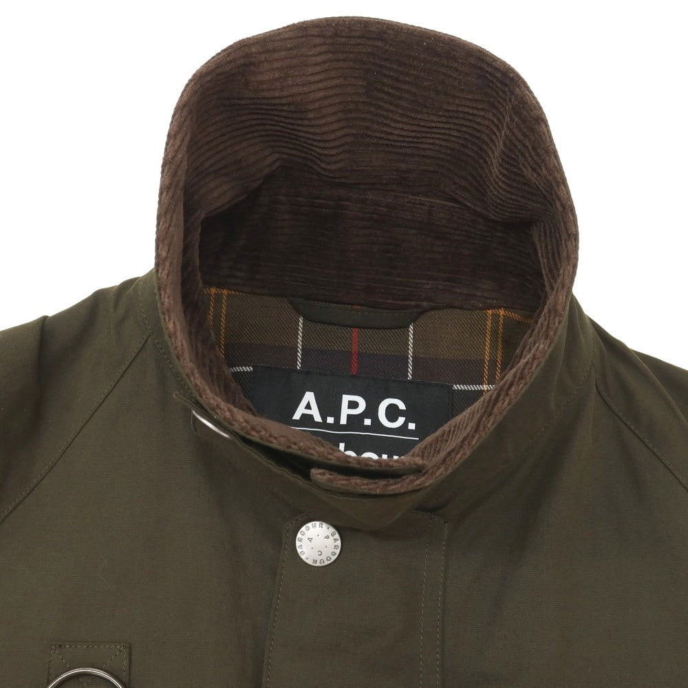 【中古】アーペーセー A.P.C. × Barbour SPEY ポリエステルコットン フィールドジャケット オリーブ【サイズL】【 状態ランクB 】【 メンズ 】