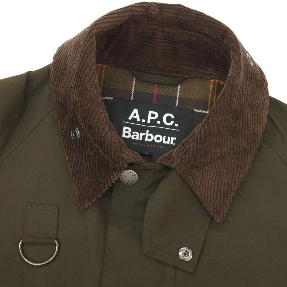 【中古】アーペーセー A.P.C. × Barbour SPEY ポリエステルコットン フィールドジャケット オリーブ【サイズL】【 状態ランクB 】【 メンズ 】