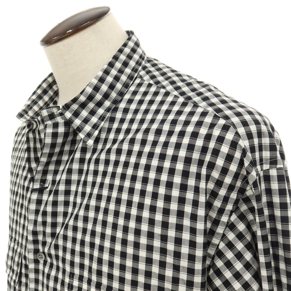 【中古】ポータークラシック PORTER CLASSIC ROLL UP GINGHAM CHECK SHIRT コットン ギンガムチェック カジュアルシャツ ブラックxホワイト【サイズL】【 状態ランクB 】【 メンズ 】