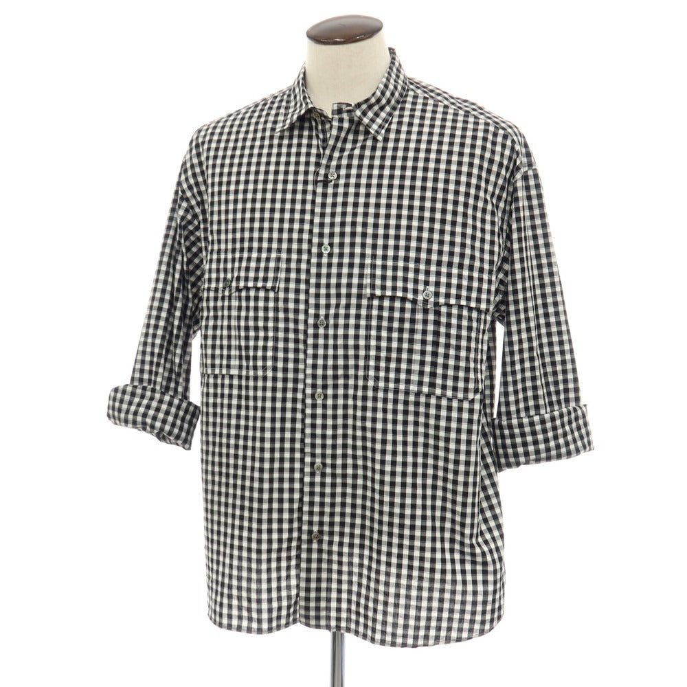 【中古】ポータークラシック PORTER CLASSIC ROLL UP GINGHAM CHECK SHIRT コットン ギンガムチェック カジュアルシャツ ブラックxホワイト【サイズL】【 状態ランクB 】【 メンズ 】