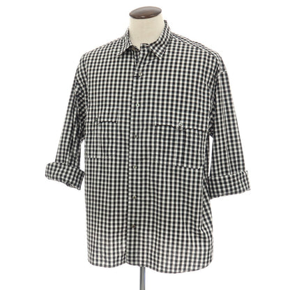 【中古】ポータークラシック PORTER CLASSIC ROLL UP GINGHAM CHECK SHIRT コットン ギンガムチェック カジュアルシャツ ブラックxホワイト【サイズL】【 状態ランクB 】【 メンズ 】