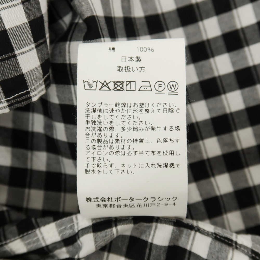 【中古】ポータークラシック PORTER CLASSIC ROLL UP GINGHAM CHECK SHIRT コットン ギンガムチェック カジュアルシャツ ブラックxホワイト【サイズL】【 状態ランクB 】【 メンズ 】