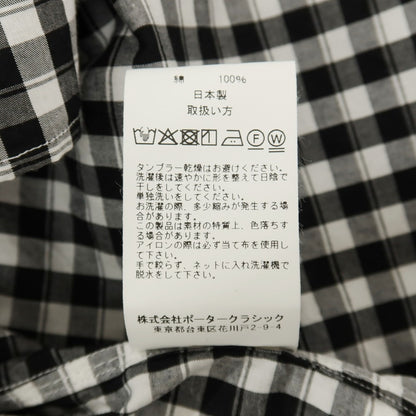 【中古】ポータークラシック PORTER CLASSIC ROLL UP GINGHAM CHECK SHIRT コットン ギンガムチェック カジュアルシャツ ブラックxホワイト【サイズL】【 状態ランクB 】【 メンズ 】