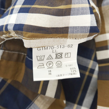【中古】マッキントッシュ ロンドン MACKINTOSH LONDON コットンリネン チェック ボタンダウン 半袖シャツ ブラウンxネイビー【サイズLL】【 状態ランクB 】【 メンズ 】