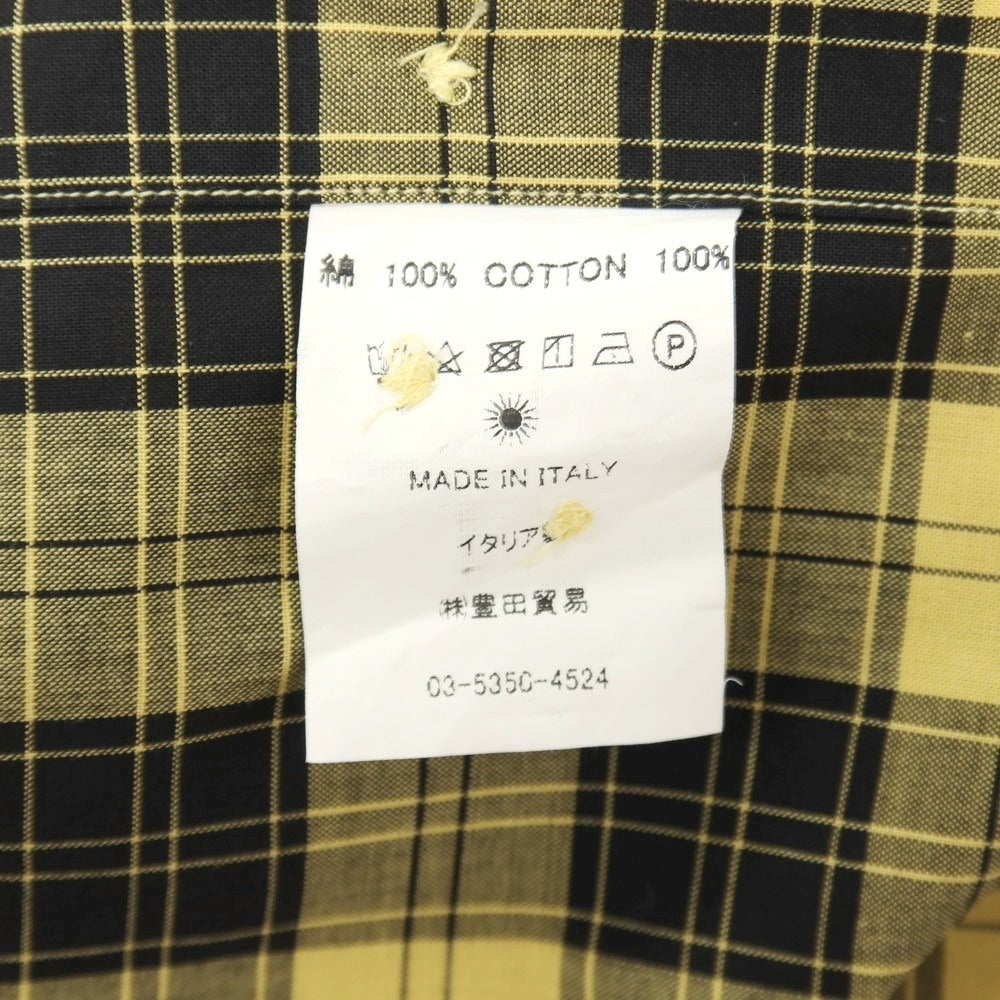 【中古】ジャンネット giannetto コットン チェック ワイドカラー カジュアルシャツ イエローxブラック【サイズS】【 状態ランクB 】【 メンズ 】