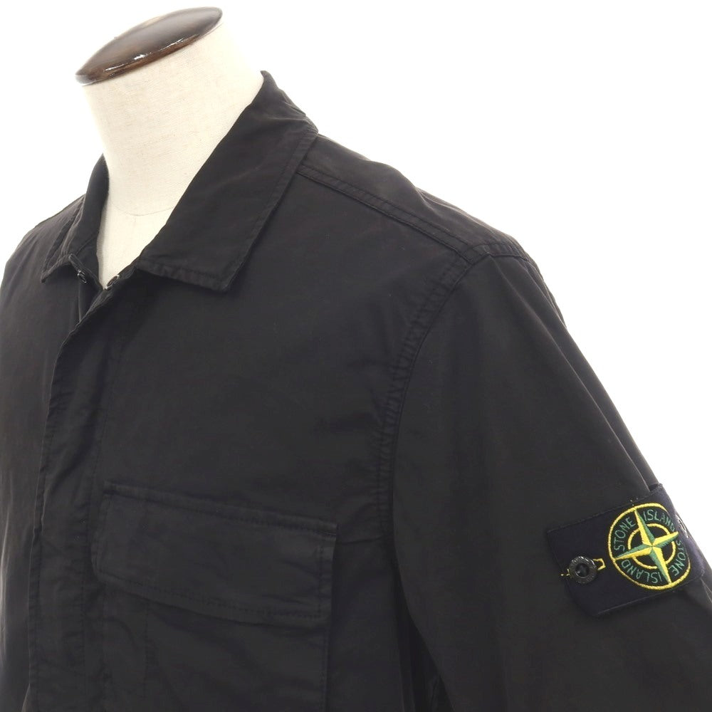 【中古】ストーンアイランド STONE ISLAND ストレッチ コットン ダブルジップ 半袖シャツ ブラック【サイズL】【 状態ランクB 】【 メンズ 】