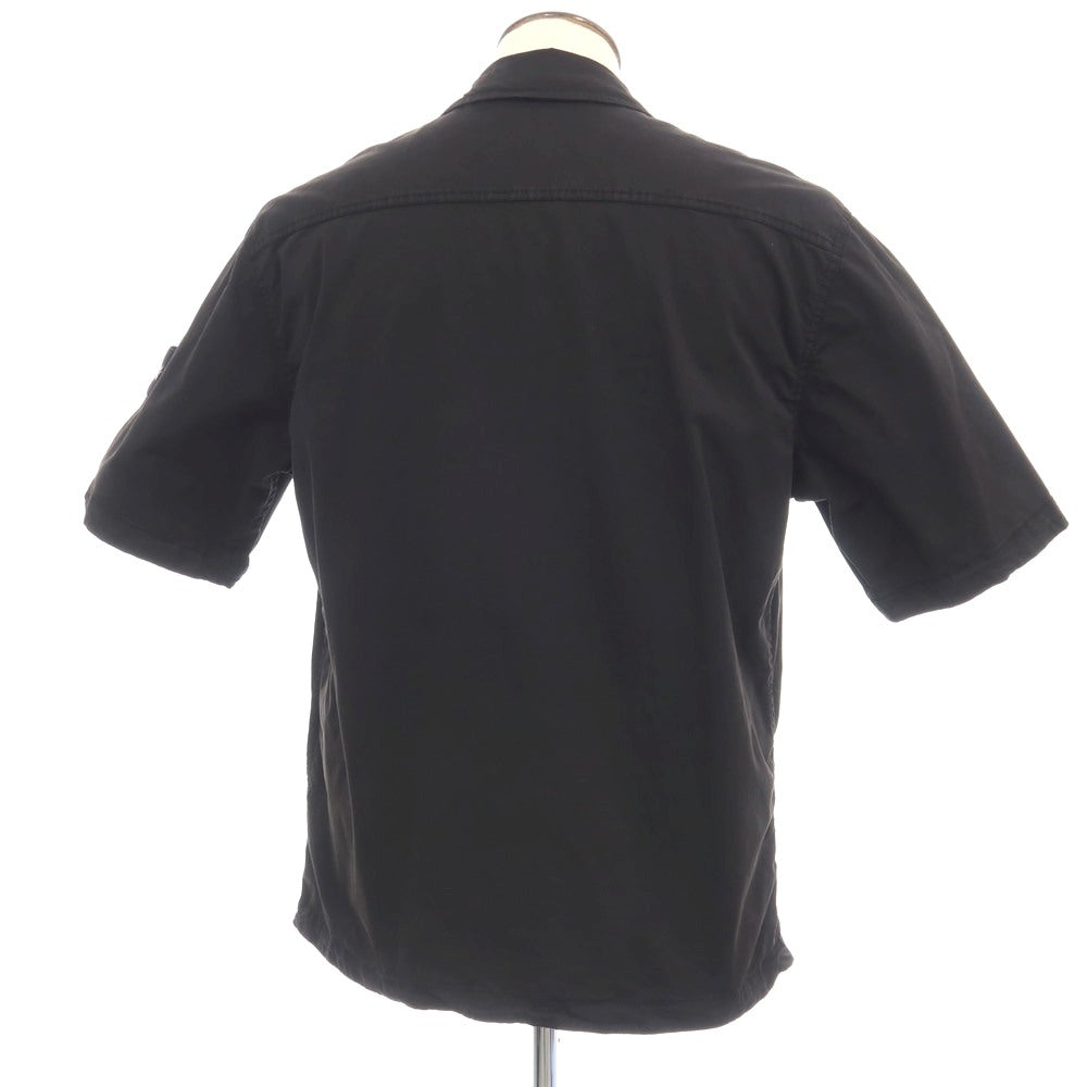 【中古】ストーンアイランド STONE ISLAND ストレッチ コットン ダブルジップ 半袖シャツ ブラック【サイズL】【 状態ランクB 】【 メンズ 】