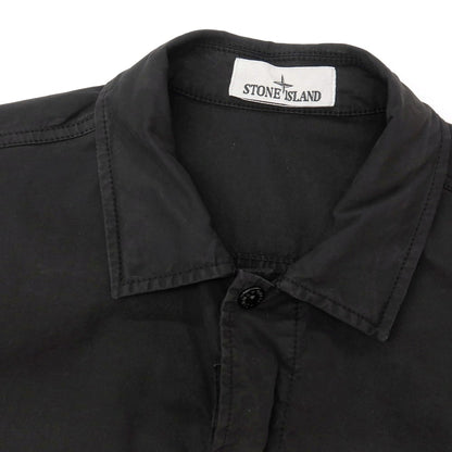 【中古】ストーンアイランド STONE ISLAND ストレッチ コットン ダブルジップ 半袖シャツ ブラック【サイズL】【 状態ランクB 】【 メンズ 】