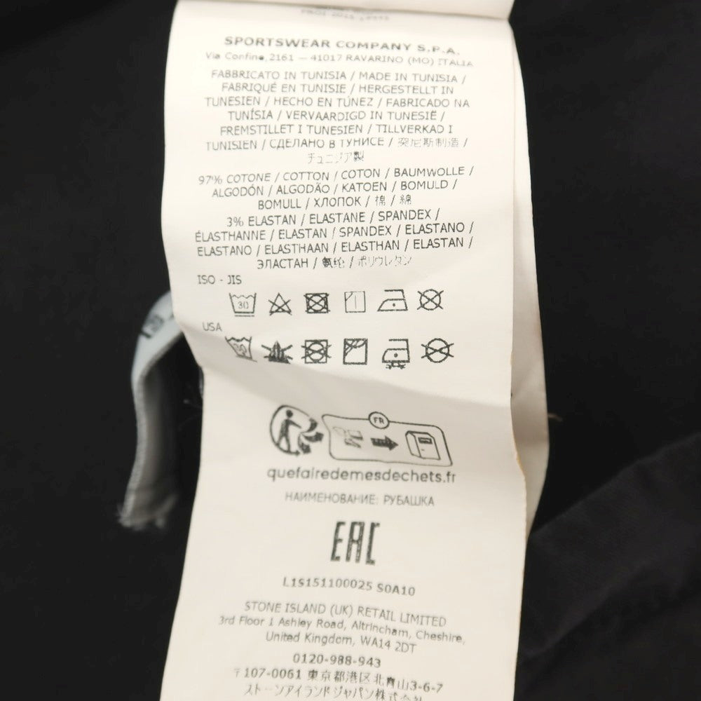 【中古】ストーンアイランド STONE ISLAND ストレッチ コットン ダブルジップ 半袖シャツ ブラック【サイズL】【 状態ランクB 】【 メンズ 】