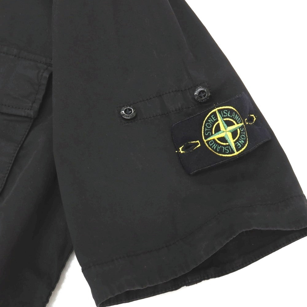 【中古】ストーンアイランド STONE ISLAND ストレッチ コットン ダブルジップ 半袖シャツ ブラック【サイズL】【 状態ランクB 】【 メンズ 】