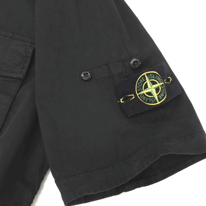 【中古】ストーンアイランド STONE ISLAND ストレッチ コットン ダブルジップ 半袖シャツ ブラック【サイズL】【 状態ランクB 】【 メンズ 】