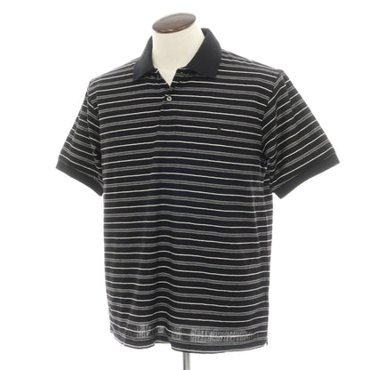 【中古】【未使用】マッキントッシュ ロンドン MACKINTOSH LONDON コットン ボーダー ロゴ ジャカード 半袖ポロシャツ ブラックxホワイト【サイズLL】【 状態ランクS 】【 メンズ 】